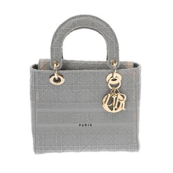 CHRISTIAN DIOR LADY D LITE Medium Grey Cannage - Picture 1 of 12